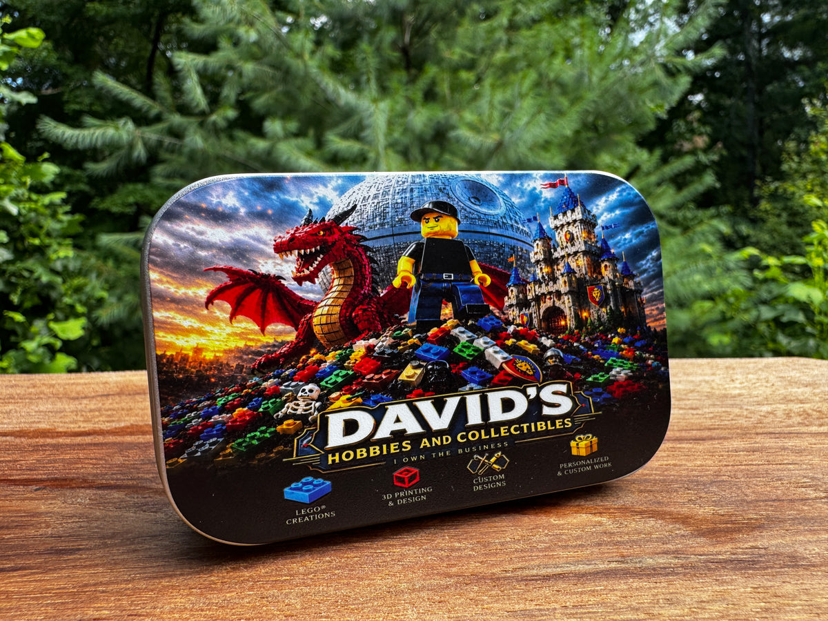 Personalized UV Printed LEGO® Minifigure Pocket Case | Metal Storage Tin