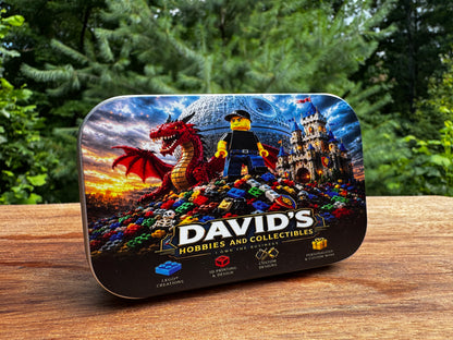 Personalized UV Printed LEGO® Minifigure Pocket Case | Metal Storage Tin