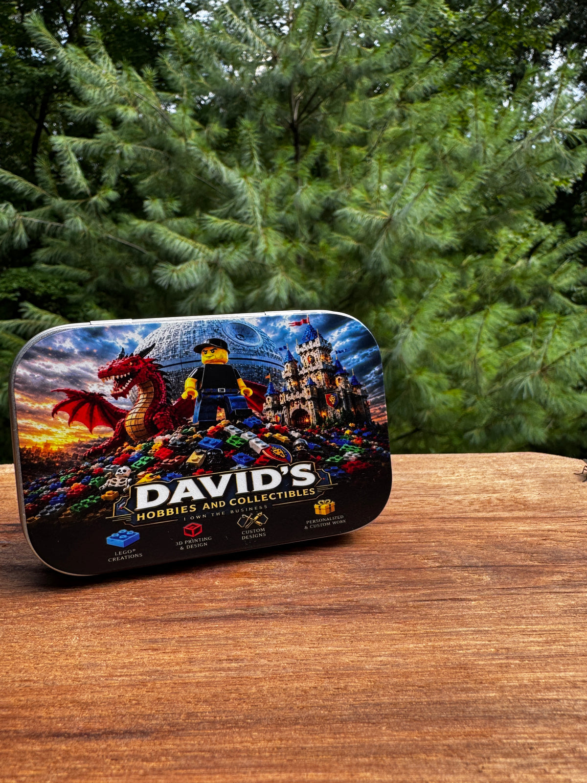 Personalized UV Printed LEGO® Minifigure Pocket Case | Metal Storage Tin