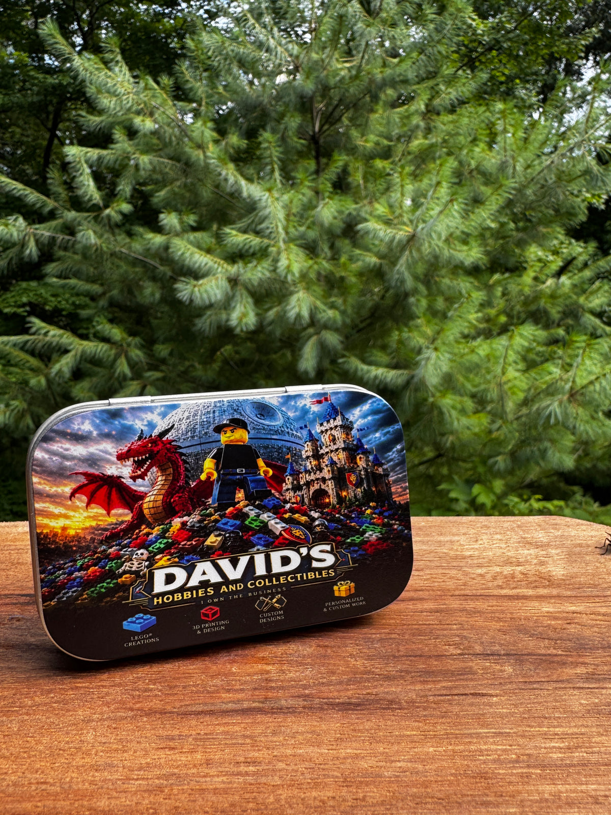 Personalized UV Printed LEGO® Minifigure Pocket Case | Metal Storage Tin