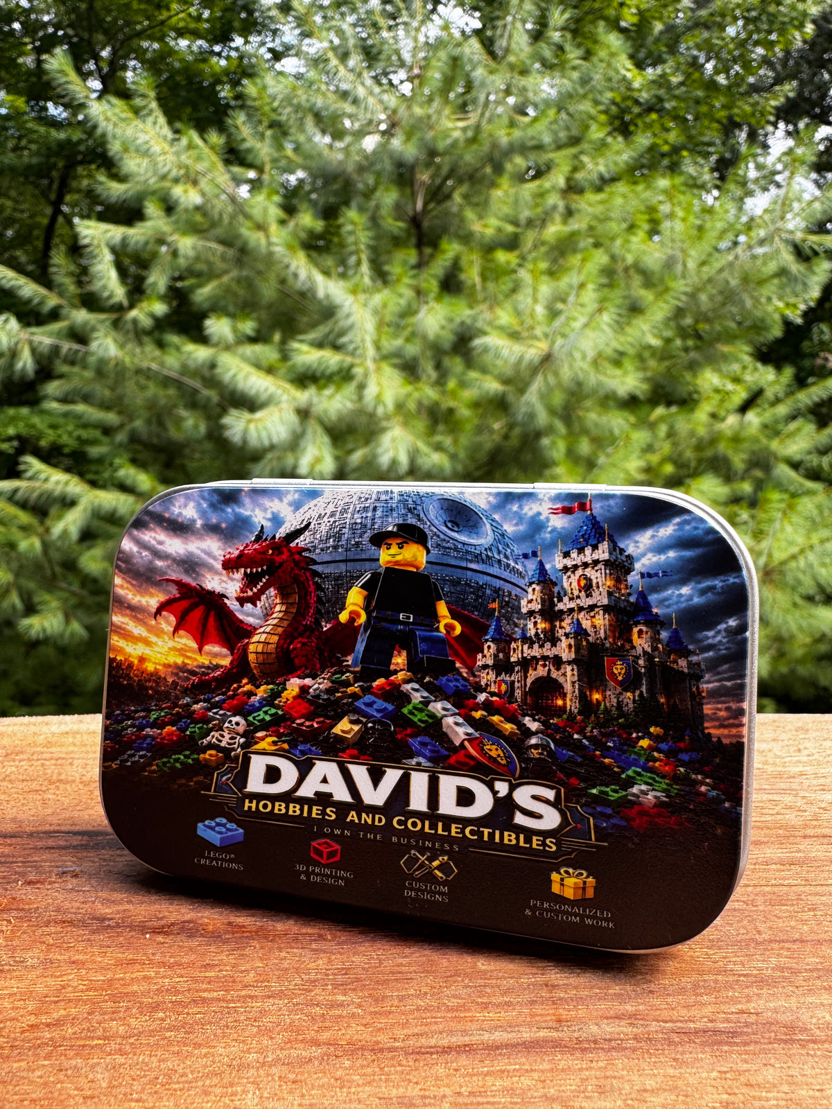 Personalized UV Printed LEGO® Minifigure Pocket Case | Metal Storage Tin