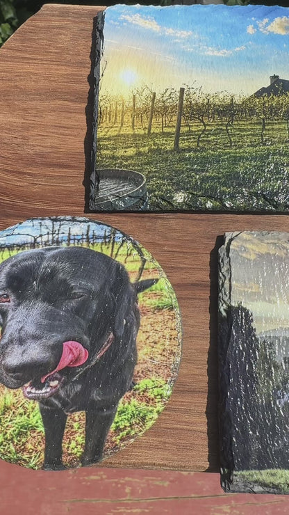 Custom Slate Coasters—Personalized Drink Coasters for Home and Winery Gifts